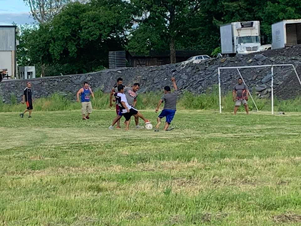 H2A guest workers playing soccer